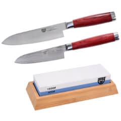 Gräwe damascus knivsæt med slibesten (3dele)