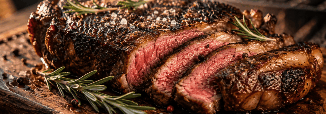 lækker dryaged steak på grillen